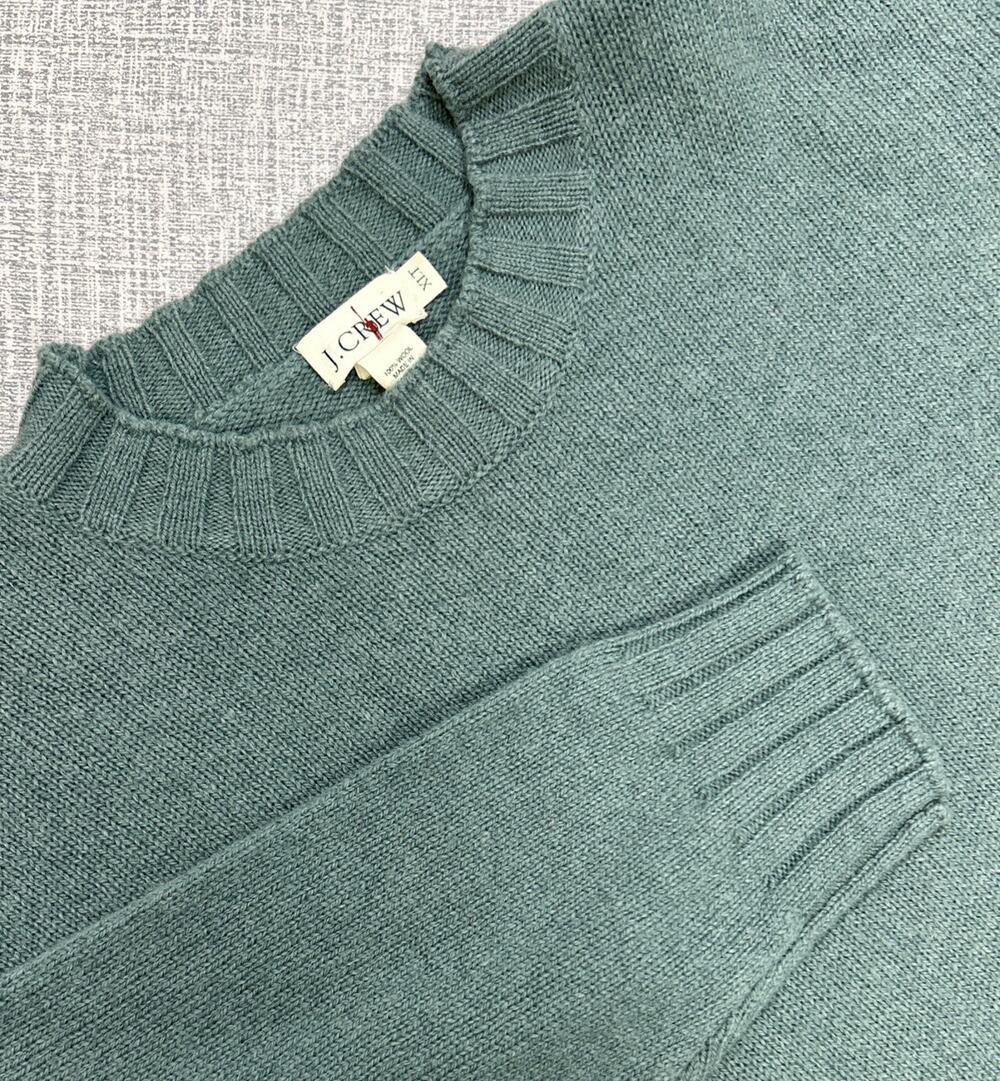 Vintage J.CREW Oarsman Sweater Mens XL Tall Seafoam Blue Crew Ribbed Preppy